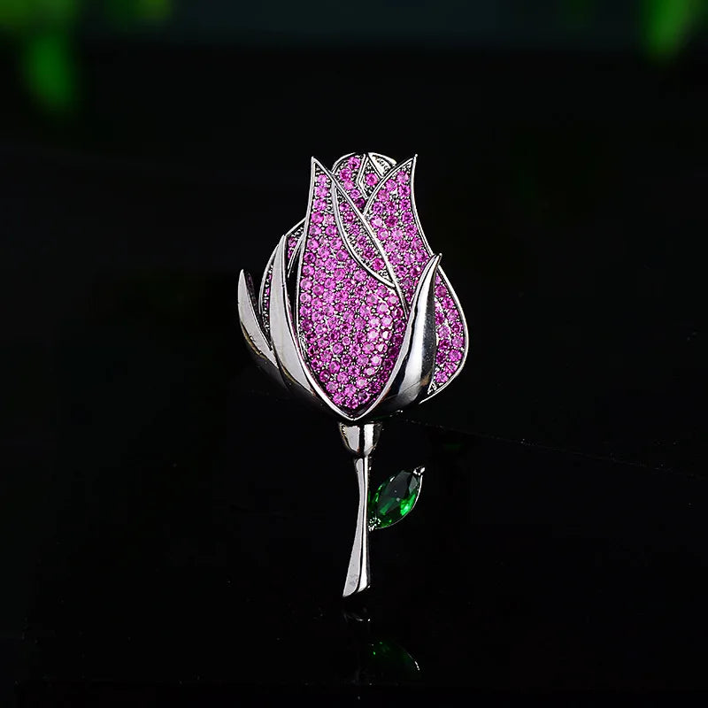 SUYU Women's Light Luxury Black Rose Brooch Pin For Men's Suit Neck Pin Accessories Pins 2024 New Unique Design Sense Brooch