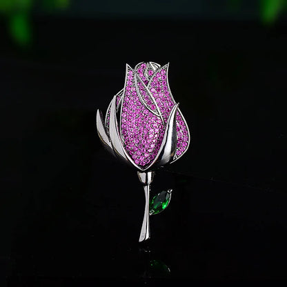 SUYU Women's Light Luxury Black Rose Brooch Pin For Men's Suit Neck Pin Accessories Pins 2024 New Unique Design Sense Brooch