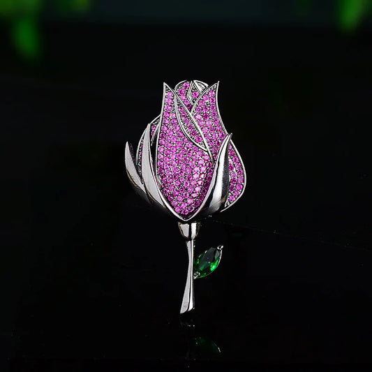 SUYU Women's Light Luxury Black Rose Brooch Pin For Men's Suit Neck Pin Accessories Pins 2024 New Unique Design Sense Brooch