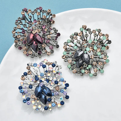 Wuli&baby Luxury Crystal Flower Brooches For Women Unisex Beautiful 3-color Rhinestone Plants Party Office Brooch Pins Gifts