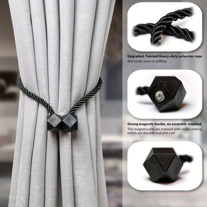 1pc Boho Style Magnetic Curtain Tiebacks - Easy Install, No Drilling Required, Stylish Curtains for Living Room