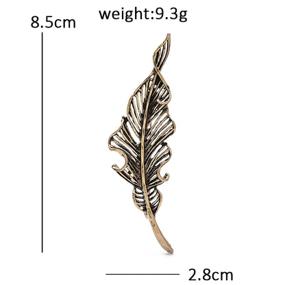 Wuli&baby Vintage Leaf Brooches For Women Unisex Simple Alloy Feather Plants  Party Office Brooch Pin Gifts