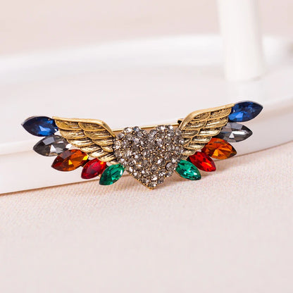 Sparkling Crystal Love Angel Wings Brooch Women's Luxury Dress Wedding Decorations Souvenir Gifts