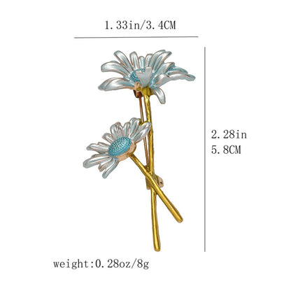 Elegant Enamel Daisy Brooch Pin Sweet Retro Y2K Jewelry Accessories Romantic Trend Daily Decoration Party Charm Trend Gift 2025