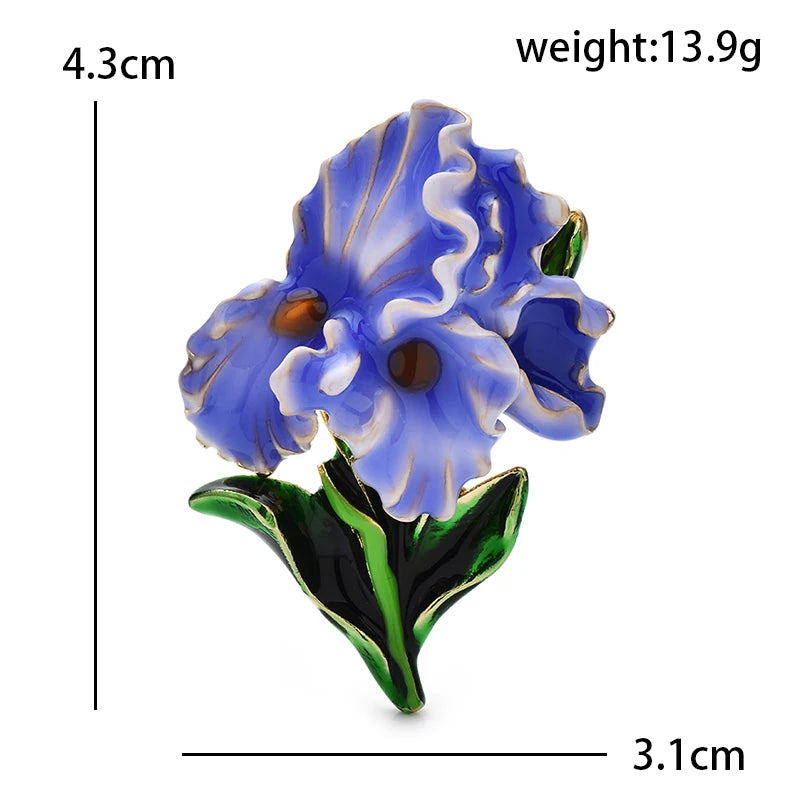 Wuli&baby Beautiful Enamel Orchid Flowers Brooches For Women Lady's Clothes Party Office Brooch Pins Gifts