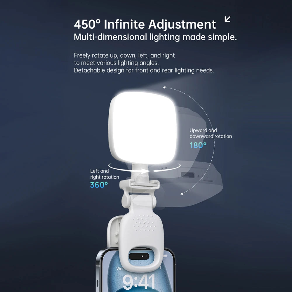 Portable Clip On Mini LED Selfie Fill Light Dimmable Beauty Lamp For Phone Shooting Night Photography Pocket Moonlight Light