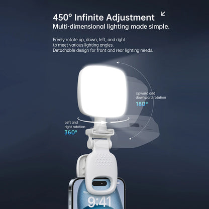 Portable Clip On Mini LED Selfie Fill Light Dimmable Beauty Lamp For Phone Shooting Night Photography Pocket Moonlight Light