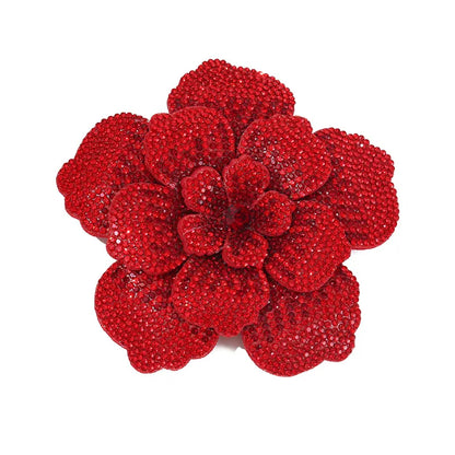 Three-dimensional Rhinestone Camellia Rose Brooch for Women's Fashion Pin High-end Luxury Jewelry Accessories Party Gift Corsage