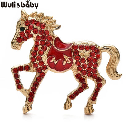 Wuli&baby Rhinestone Horse Brooches For Women Men 2-color Year Of The Horse New Year Animal Party Brooch Pins Gifts