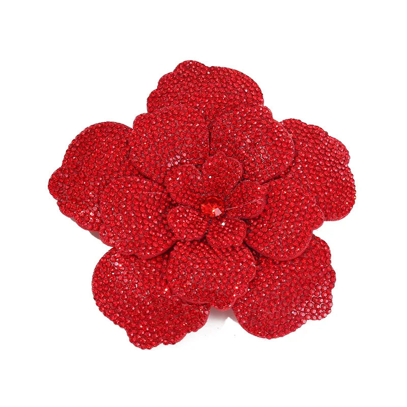 Three-dimensional Rhinestone Camellia Rose Brooch for Women's Fashion Pin High-end Luxury Jewelry Accessories Party Gift Corsage