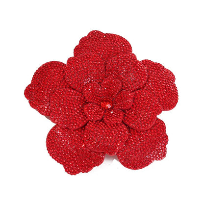 Three-dimensional Rhinestone Camellia Rose Brooch for Women's Fashion Pin High-end Luxury Jewelry Accessories Party Gift Corsage