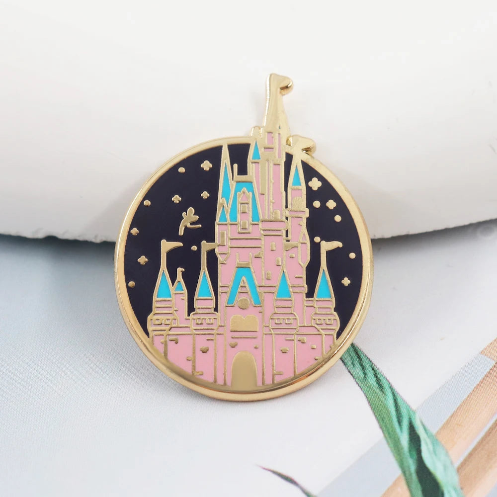 Magic Castle Badge Crystal Ball Enamel Pin Pink Blue Series Magical World Brooch Fan Enthusiast Fashion Jewelry Accessories Gift