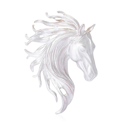 Beaut&Berry Trendy Enamel Horse Head Brooches for Women Zodiac Animal Pins Casual Party Accessories New Gifts Friends Decoration