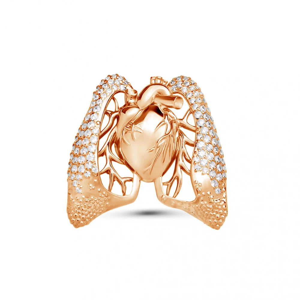 Hanreshe Anatomy Heart Lung Pin Luxury Charm with Crystal Medical Lapel Badge Brooch Jewelry for Doctor Nurse Medicine Student