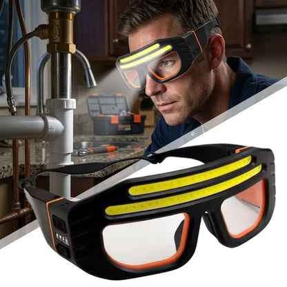 Rechargeable LED Glasses Headlight Glasses with Motion Sensor & Touch Control Unhindered Head Light for Running Camping Work