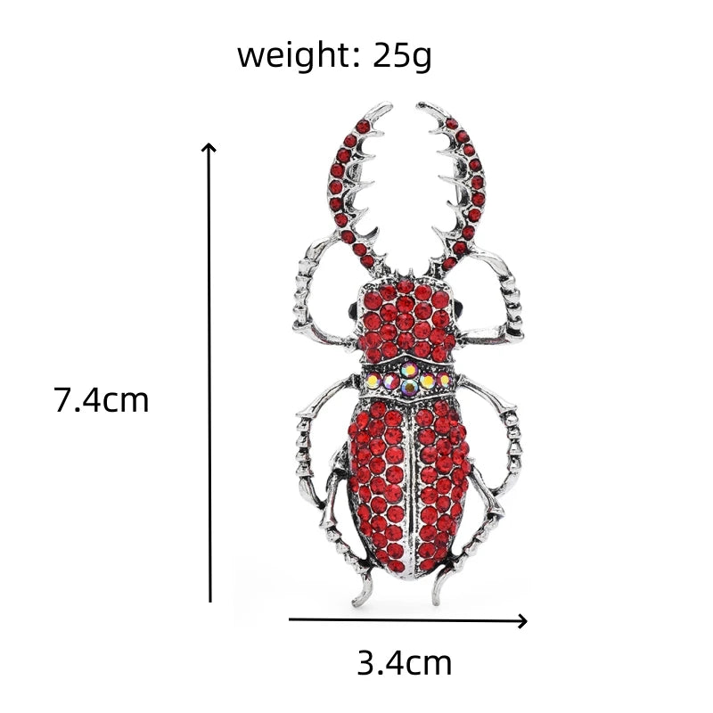 Wuli&baby Big Enamel Beetle Brooches Unisex 4-color Rhinestone Insect Party Office Brooch Pins Gifts Jewelry Metal Badge