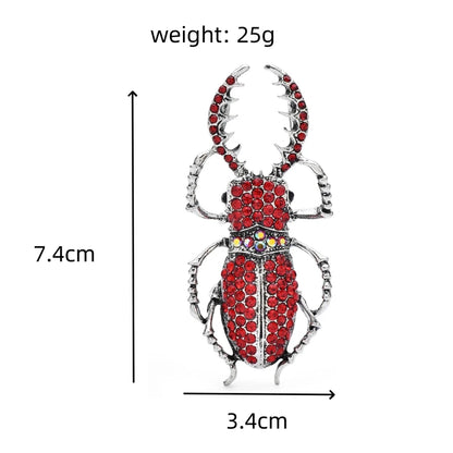 Wuli&baby Big Enamel Beetle Brooches Unisex 4-color Rhinestone Insect Party Office Brooch Pins Gifts Jewelry Metal Badge