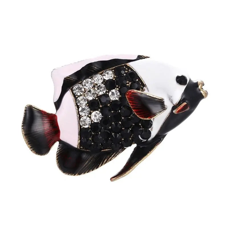 SKEDS Fashion Cute Fish Crystal Enamel Brooch Pin For Women Men Trendy Sea Animal Vintage Brooches Badges Clothes Jewerly Gift