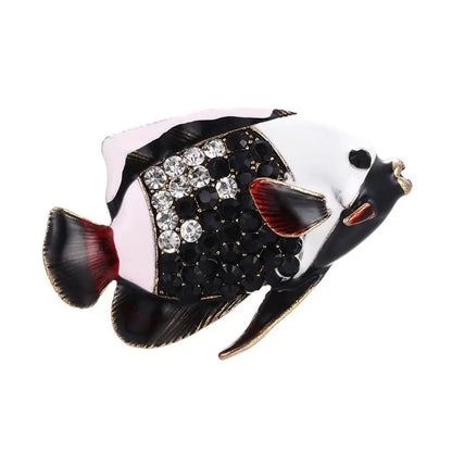 SKEDS Fashion Cute Fish Crystal Enamel Brooch Pin For Women Men Trendy Sea Animal Vintage Brooches Badges Clothes Jewerly Gift