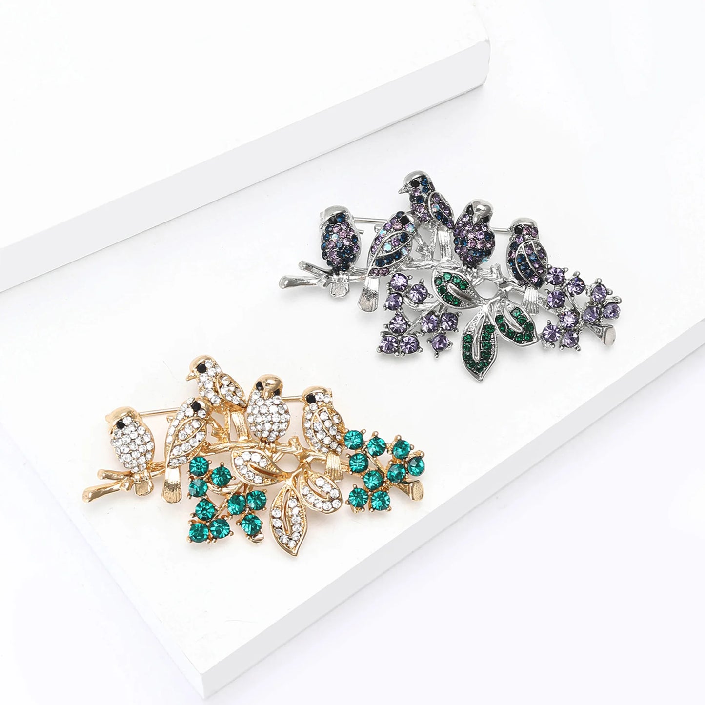 Beaut&Berry Luxury Rhinestone Bird Brooches for Women Unisex Animal Pins Friends Party Gifts Banquet Jewellery Accessories