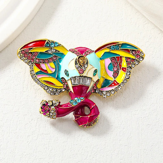 Vintage Colored Elephant Brooch with Rhinestone Embellishments for A Stylish Dress with Anti Stray Animal Brooch Accessories