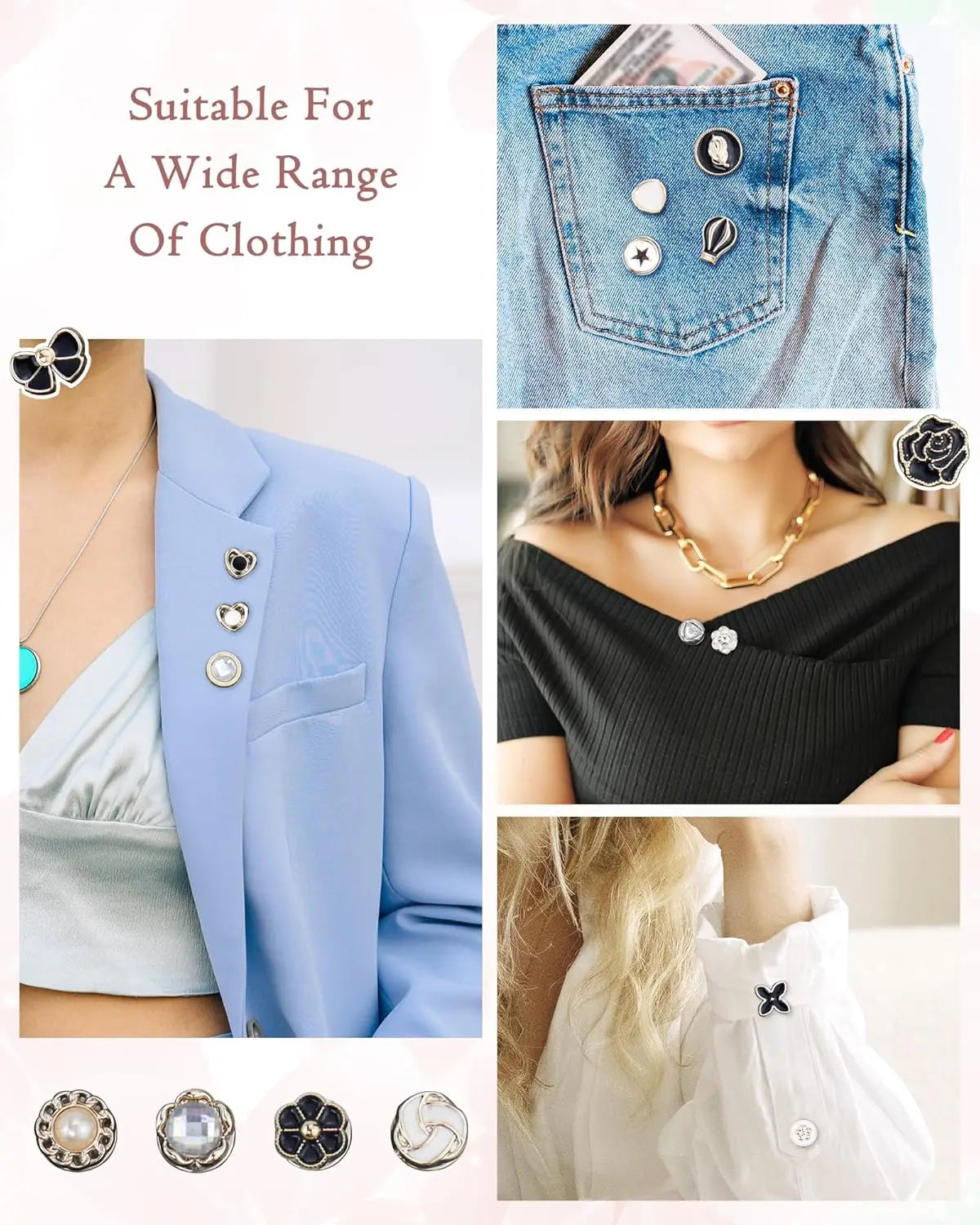 20pcs/Lot Button Brooch Prevent Accidental Exposure Buttons Brooch Badge Cufflinks Button Detachable Buttons Sewing Accessories