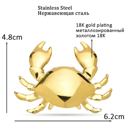 Wuli&baby Stainless Steel Crab Brooches 2-color Lovely Water Animal Casual Party Brooch Pins Gifts