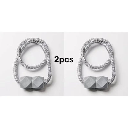 2pcs Curtain Tiebacks with Strong Magnet Thick Rope Design Bedroom Living Room Kitchen Durable Plastic Home Decor Accessory
