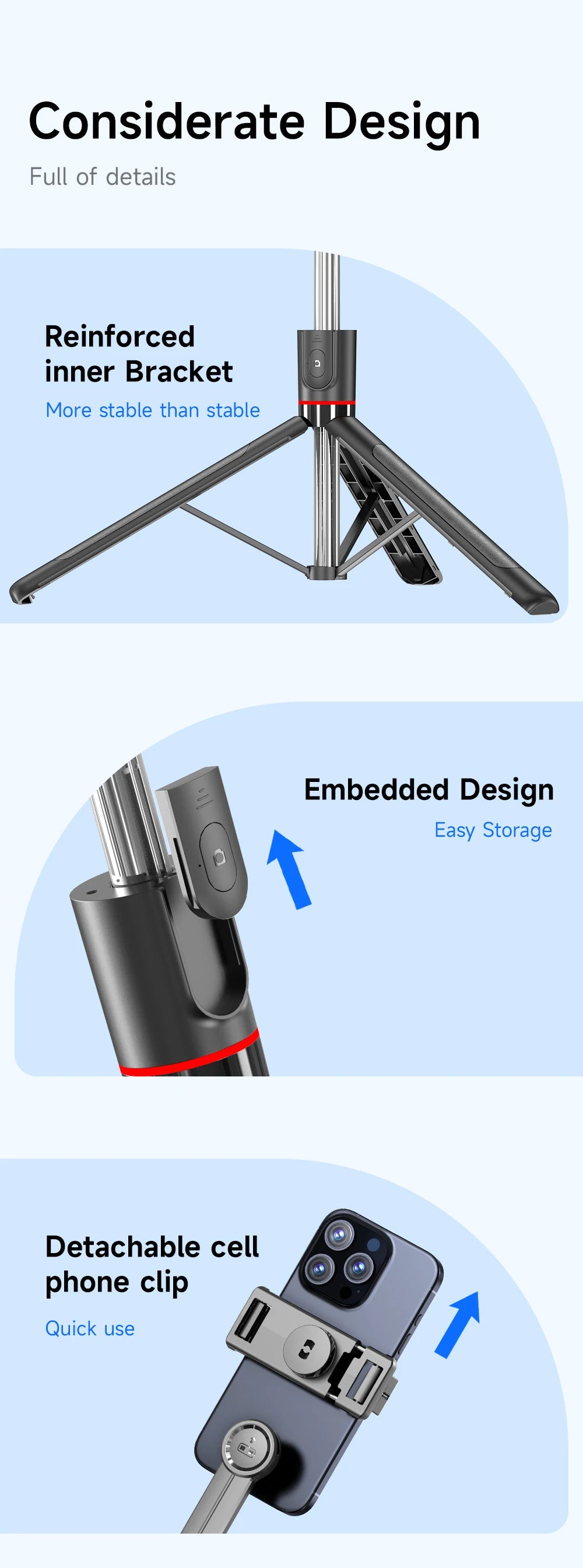 F15 with Wireless Remote 68 Inch Selfie Stick Phone Desktop Stand Tripod for Iphone Android Smartphone Shooting Vlog