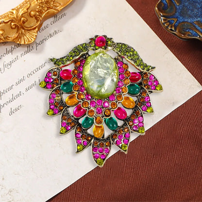 Baroque Court Heavy Duty Rhinestone Flower Design Women's Men's Brooch，Wedding Party Jewelry DressPins, HolidayPartyCouplesGifts