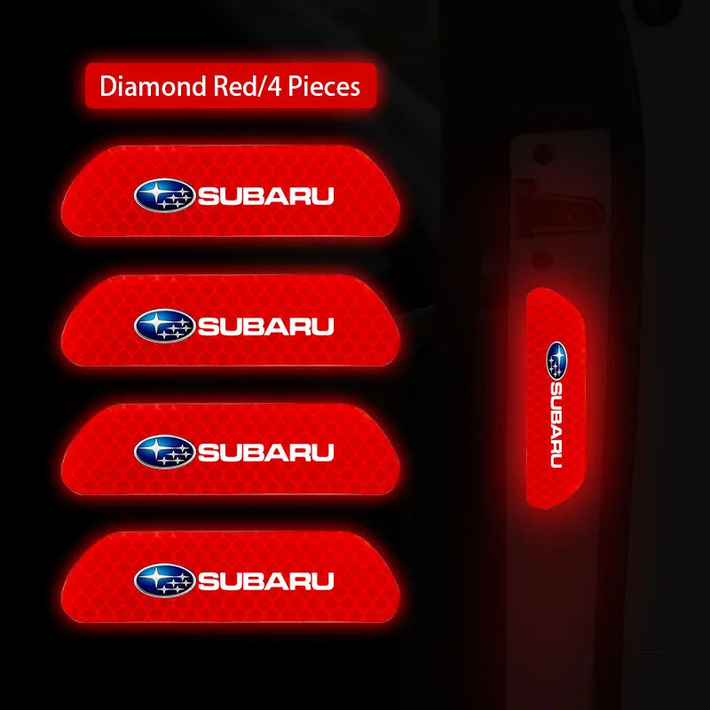 4PCS Car Stickers Door Opening Reflective Warning Sticker For Subaru STI Forester Impreza Legacy Outback XV BRZ WRX Tribeca