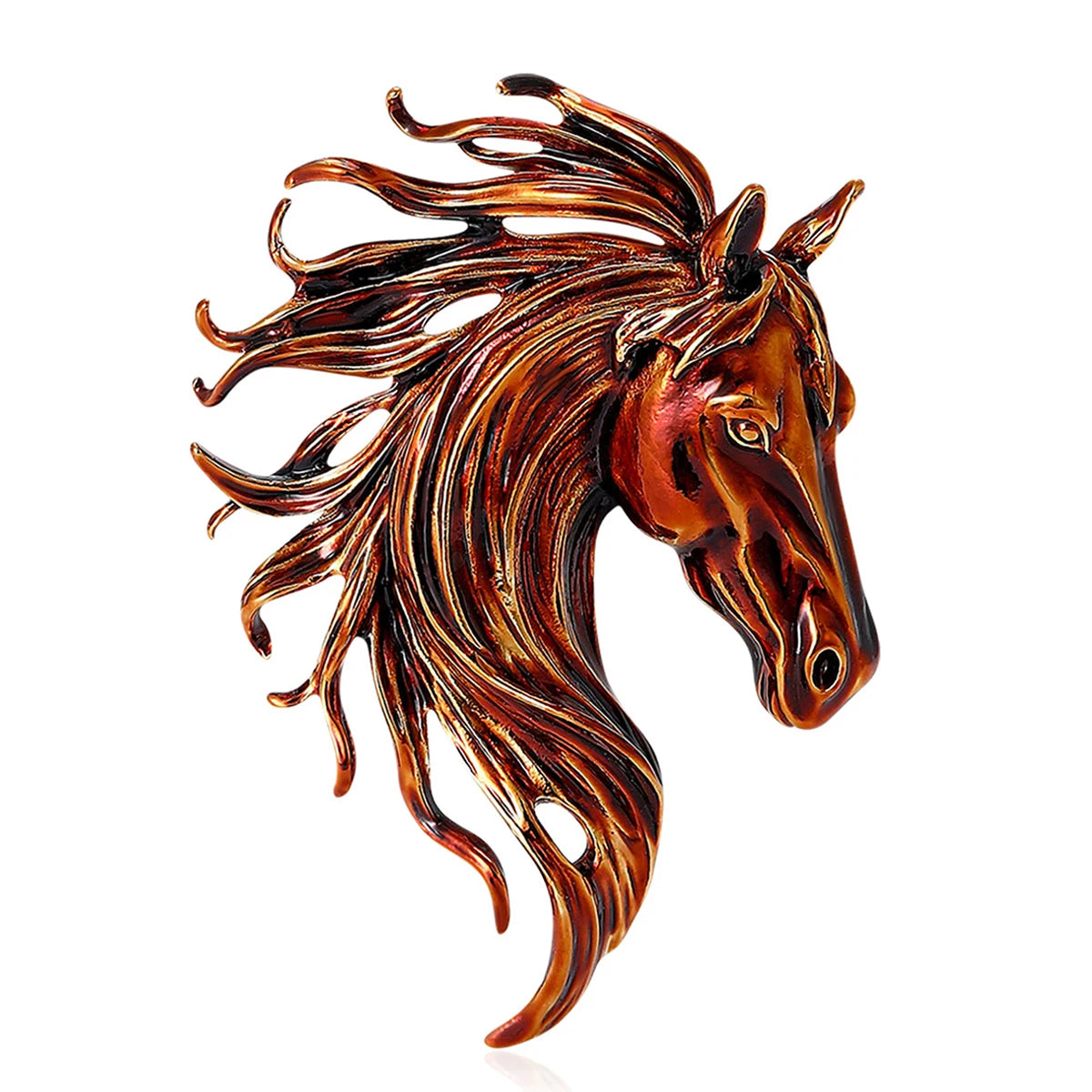 Beaut&Berry Trendy Enamel Horse Head Brooches for Women Zodiac Animal Pins Casual Party Accessories New Gifts Friends Decoration