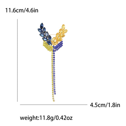 Beaut&Berry Ear of Wheat Brooches for Women Rhinestone Blue and Yellow Plant Pins 5-Color Unisex Casual Accessories Gifts