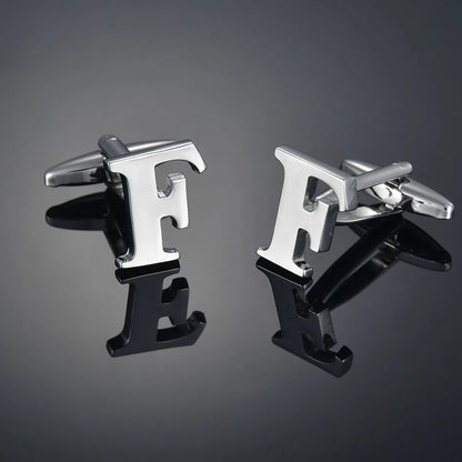 Simple Silver Color 26 Letter Cufflinks for men A to Z Alphabet Initial Cuff Links Business Suit Shirt Button Wedding Jewelry