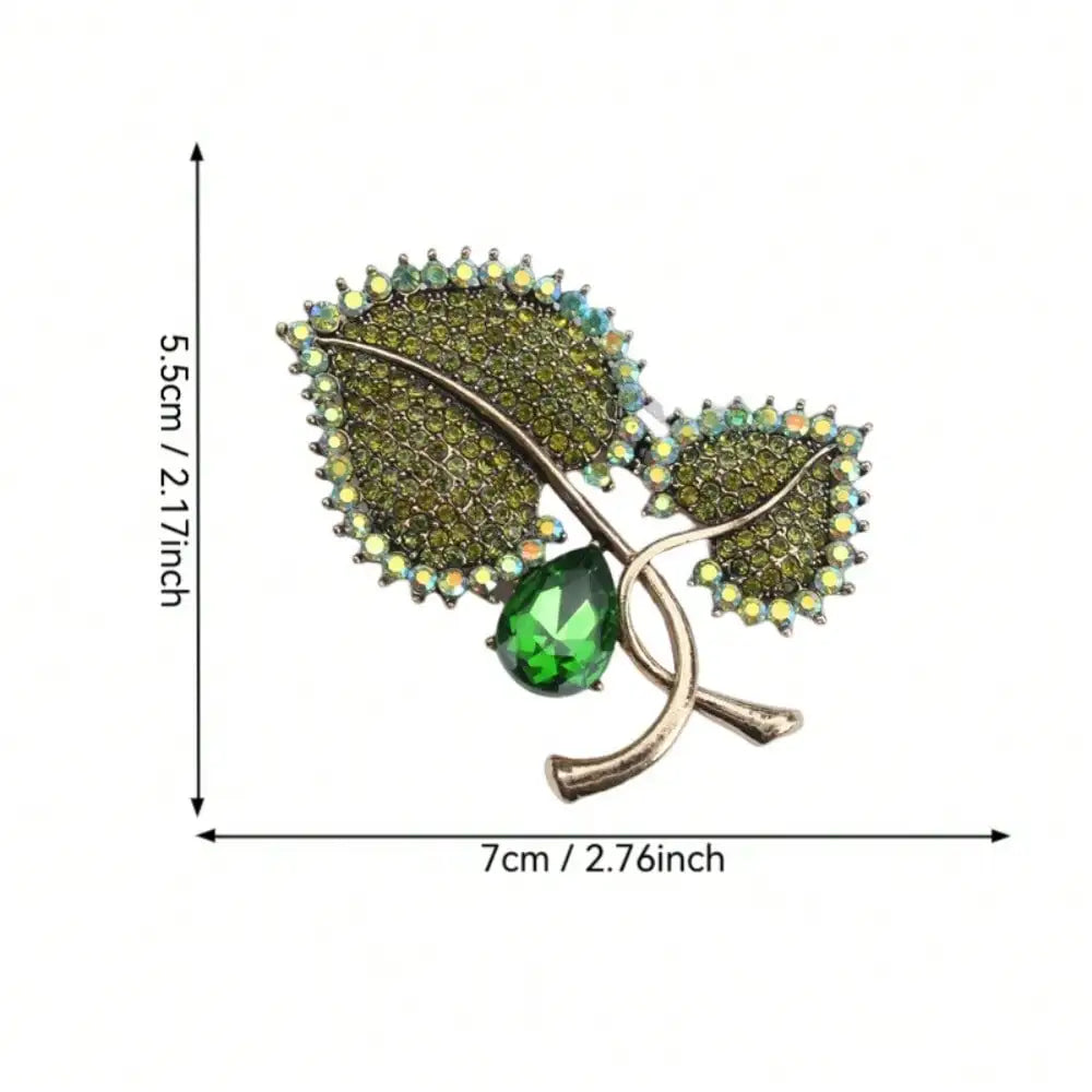 1pc Elegant Rhinestone Leaf Women's Brooch & Pin Jewelry - Retro Elegant, Unique Design, for Scarves/Wedding Parties, Ideal Gift