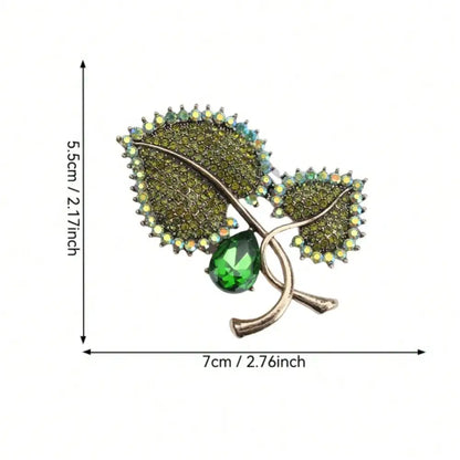 1pc Elegant Rhinestone Leaf Women's Brooch & Pin Jewelry - Retro Elegant, Unique Design, for Scarves/Wedding Parties, Ideal Gift