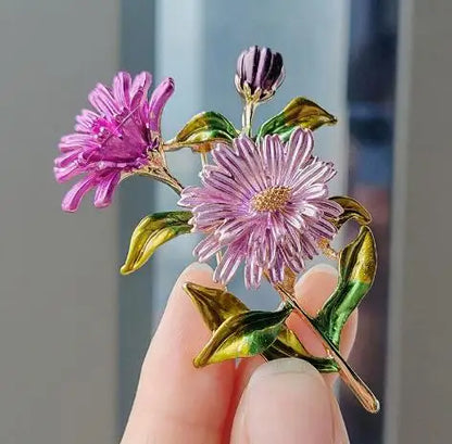 Cross border pastoral style hand-painted fashionable flower brooch for female niche high-end feel pins DIY high-end suit brooch