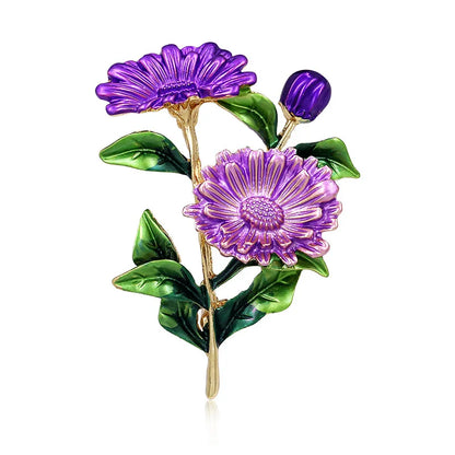 New Enamel Tulip Chrysanthemum Rose Sunflower Flower Brooch for Women Elegant Fashion Classic Flower Weddings Party Brooch Pins