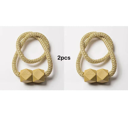 2pcs Curtain Tiebacks with Strong Magnet Thick Rope Design Bedroom Living Room Kitchen Durable Plastic Home Decor Accessory