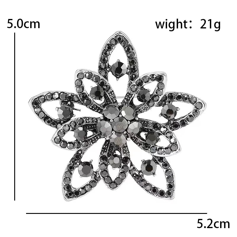 Wuli&baby Vintage Star Flower Brooches For Women Unisex Alloy Rhinestone Plants Party Casual Clothes Brooch Pins