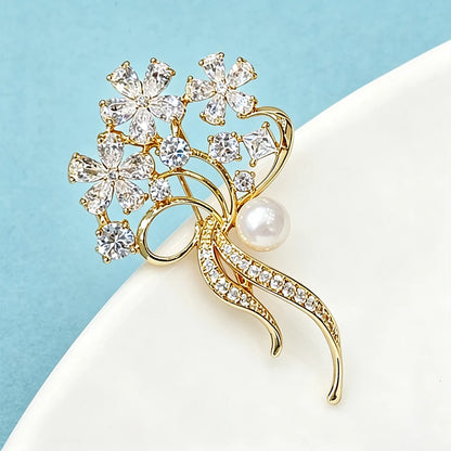 Wuli&baby Crystal Bouquet Flowers Brooches Pins For Women Lady Charming Plants Office Party Brooch Pin Fashion Jewelry Gifts