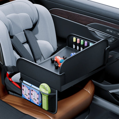 Child Car Dining Drawing Table Leather Universa Safety Seat Tray Backseat Children Table Tool Toys Phone Storage Pocket Lap Desk