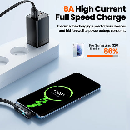 Toocki 90 Degree USB C Cable 6A Fast Charging Elbow Type C Cable for Huawei P40 Realme Samsung S20 Digital Display Data Cable