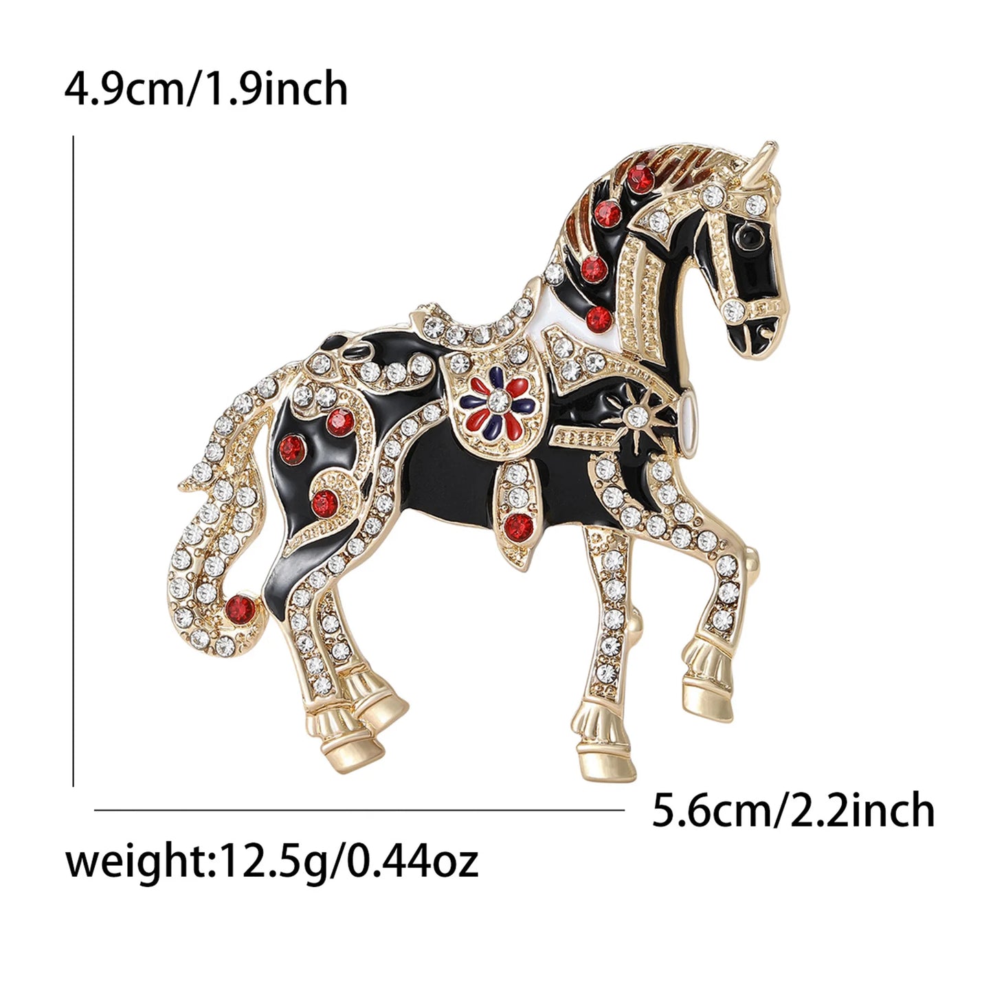 Beaut&Berry Classic Rhinestone Horse Brooches for Women Zodiac Animal Pins New Year Gifts Friends Party Jewellery