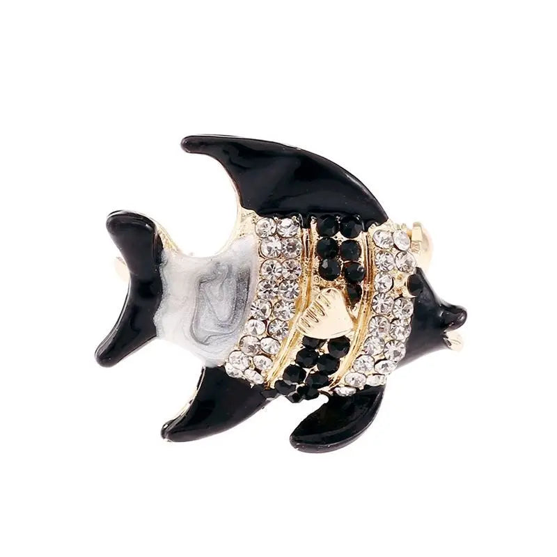 SKEDS Fashion Cute Fish Crystal Enamel Brooch Pin For Women Men Trendy Sea Animal Vintage Brooches Badges Clothes Jewerly Gift