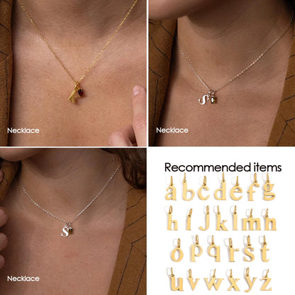 eManco Stainless Steel Cut 26 Letters Charm DIY Women's Necklace Bracelet Jewelry Making Factory Direct Sales
