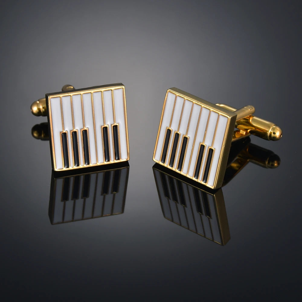 Copper material, plating, entertainment, hobbies, cufflinks, musical notes, chromatics, piano, guitar, French shirt, acce