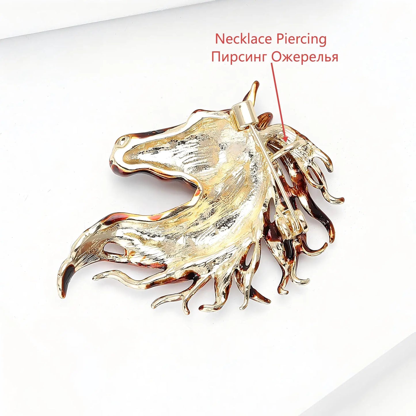 Beaut&Berry Trendy Enamel Horse Head Brooches for Women Zodiac Animal Pins Casual Party Accessories New Gifts Friends Decoration