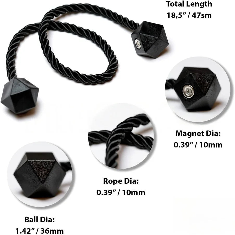 2/4pcs Curtain Tiebacks with Strong Magnet Thick Rope Design Bedroom Living Room Kitchen Durable for Office, Home Decoration