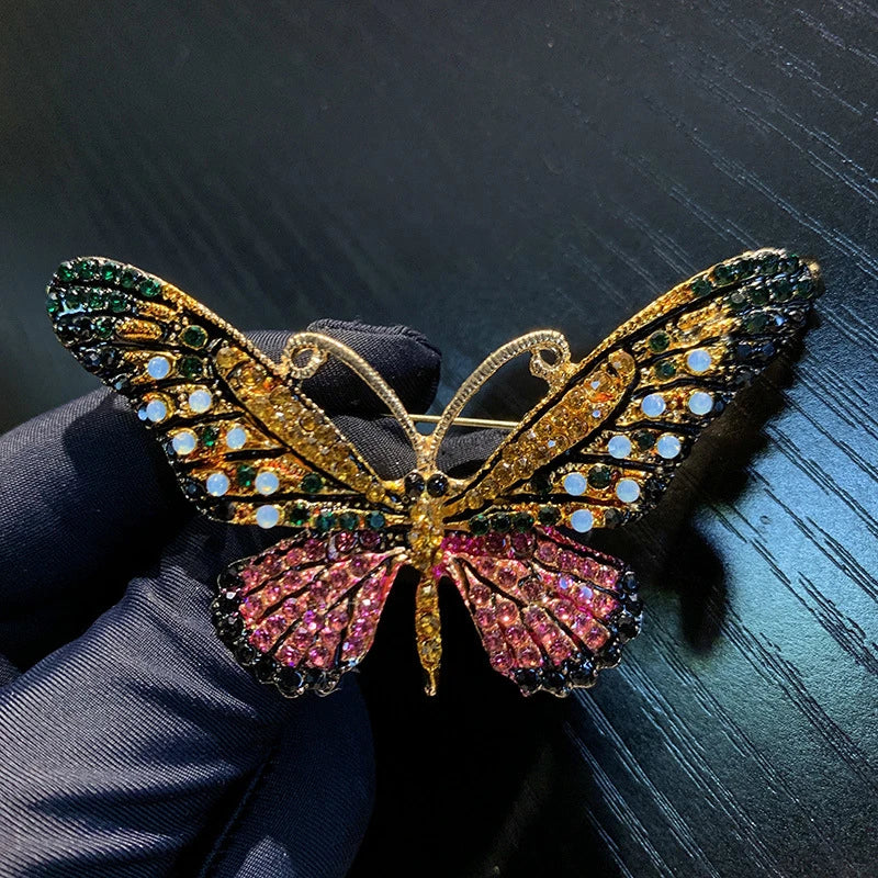UILZ Colorful Butterfly Designer Zircon Brooch Women Shiny Crystal Lapel Pin Luxurious Clothing Jewelry Accessories